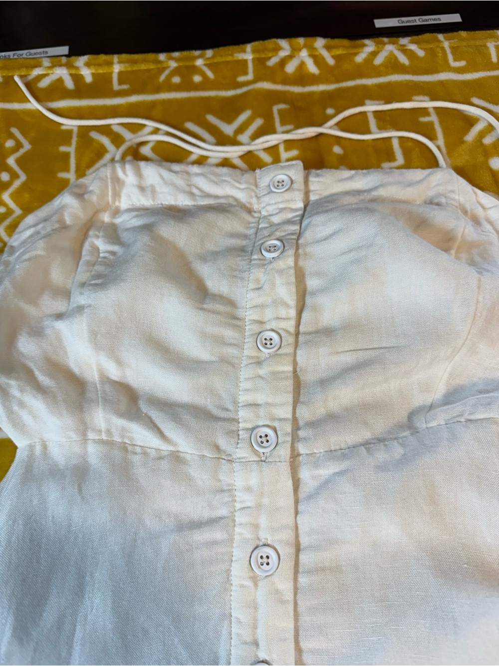 Anthropologie Maeve Linen Blend Colorblocked Contrast Midi Dress. Tie at neck. M - Picture 4 of 15